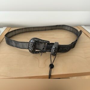 The Kooples Silver Mesh Belt with Embellished Buckle